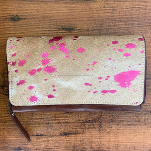 Nueva llegada billeteras metálicas de cuero genuino con solapa para mujer billetera de cuero de vaca occidental para tarjetas de crédito tendencia embrague de teléfono de lujo - Product Image 2