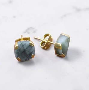 Raw Cushion Shape Gold Electroplated <b>Studs</b> <b>Earrings</b> Jewelry - Wholesale Handmade <b>Studs</b> for Men and Women - Product Image 5