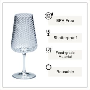 [Holar] Verres à vin en plastique côtelés incassables de 20 oz, fabriqués à Taïwan, pour fêtes, mariages, anniversaires - Product Image 2