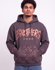 Sweat à capuche épais en molleton 100% coton gris anthracite vintage avec imprimé crânes délavé à l'acide, graphique personnalisé, streetwear hip-hop - Product Image 1