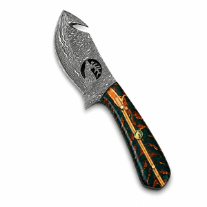 Couteau de chasse artisanal en acier Damas de 10 pouces de qualité industrielle avec manche en bois de résine et étui en cuir ODM - Product Image 3
