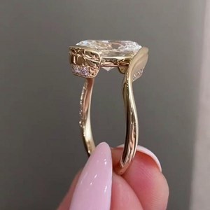 Bague de fiançailles SATVIK RATNA 3CT en diamant de laboratoire taille ovale, certifiée IGI, plaqué or 14K, solitaire de luxe pour mariage ou promesse - Product Image 4