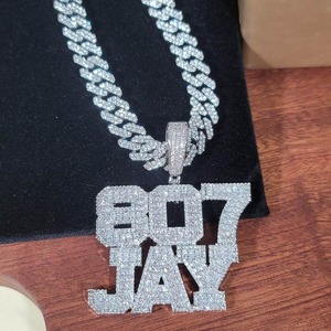 Trendy Men/Women's 925 Sterling <b>Silver</b> Custom Name Luxury Hip Hop Pendant Moissanite Diamond Brilliant Cut Personalized Pendant - Product Image 1