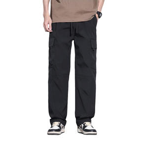 Pantalones Cargo Rectos de Verano para Hombre, de Alta Calidad, al por Mayor, Ajuste Holgado, Color Sólido, con Múltiples Bolsillos, Pantalones Casuales Holgados para Trabajo - Product Image 3