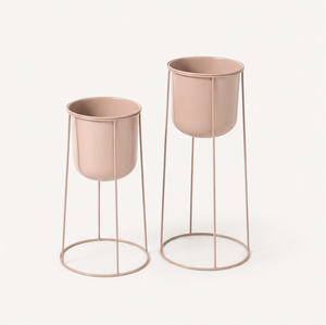 Metal <b>Plant</b> Stand Set Modern Blush Iron Floor Planter for Indoor Living Room Decor Powder Coated Wire <b>Frame</b> Flower Pot Holder - Product Image 2