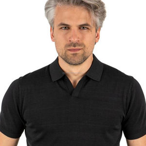 Polos de Punto de Manga Corta Negros de Alta Calidad para Hombre, Estilo Informal de Negocios para Verano - Product Image 1