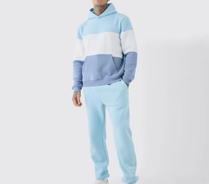 Conjunto Deportivo Casual de Dos Piezas para Hombre, Sudadera con Capucha Multicolor y Pantalones Jogger - Product Image 1