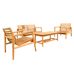 Ensemble de table et de chaises en bois, couleur naturelle, ensemble de banc de jardin, meubles d'extérieur durables et écologiques - Product Image 2