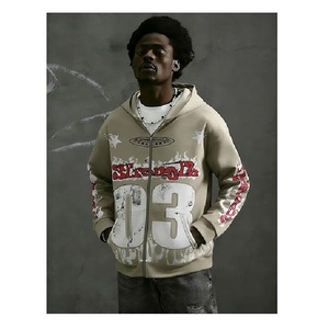 Men's Y2k Number Graphic Zip Up Hoodie Sweatshirt <b>Gothic</b> Long Sleeve Hooded Casual <b>Jacket</b> Streetwear - Product Image 2