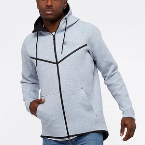 Tech Fleece Zip Up Hoodie Mens Chevron Funnel Neck Bonded Knit Hooded Sweatshirt Jacket Athleisure 4 Colors OEM Bulk - Product Image 3