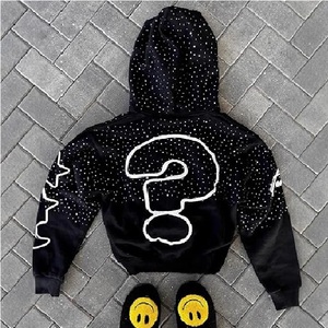 Graphic <b>Zip</b> <b>Up</b> Hoodie Streetwear Oversized Pullover Sweatshirt Grunge Gothic Vintage Patchwork Letters <b>Jacket</b> - Product Image 3