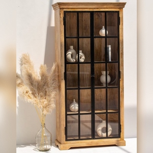 Armoire industrielle en bois Vandana Vesta Ultra avec portes en métal noir, meuble de rangement moderne - Product Image 2