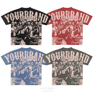 T-shirt ample vintage délavé à l'acide Glory Zone, 100 % coton épais, style streetwear, OEM pour unisexe - Product Image 2