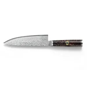 Cuchillo de Chef Clásico de 8 Pulgadas con Hoja Plateada Estampada y Mango Estilo Madera Marrón para Cortar Frutas y Verduras, Preparación de Alimentos - Product Image 5