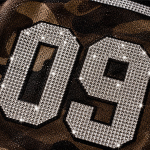 Camo Custom Branding Rhinestone Women Team Uniform V Neck Crystal American Football Jersey Polyester <b>Mesh</b> Sports OEM Soccer <b>Top</b> - Product Image 3