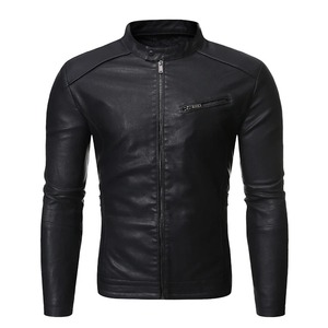 Manteau en cuir lavable polyvalent pour homme avec col montant, veste confortable pour homme - Product Image 2