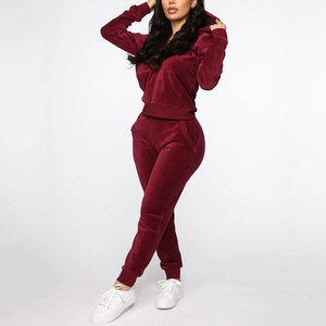 Women's Tracksuit <b>Velvet</b> Hooded Cardigan <b>Jacket</b> Flared Pants Jogger Sweatpants 2 Piece Set For Women - Product Image 1