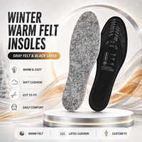Semelles intérieures en feutre et latex pour l'hiver, chaudes, pour hommes et femmes, à découper sur mesure, coussin thermique, chauffe-pieds, inserts pour chaussures et bottes