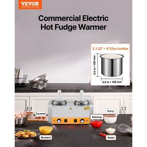 Dispenser Elettrico Commerciale per Formaggio 2.4x2 L, Scaldafondente per Cioccolato Caldo, Dispenser in Plastica con Doppia Pompa, Attrezzatura per Mantenimento Calore 86-230 F - Product Image 2