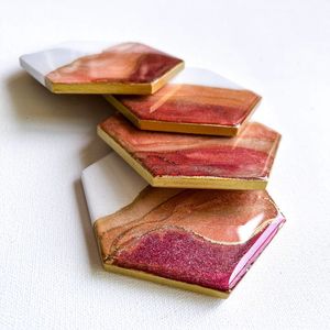 Minimalist Resin <b>Coasters</b> in Oval and Round Shapes for Stylish Tabletop for Promotional Use - Product Image 4
