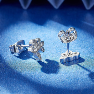 14k White Gold Fine Jewelry Custom Weather Shape Stud Diamond Earrings Cute Solitaire VVS Moissanite Earring for Women - Product Image 5