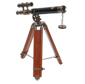 Telescopio de latón de doble barril de pie de suelo náutico con soporte de latón telescopio y binoculares - Product Image 3