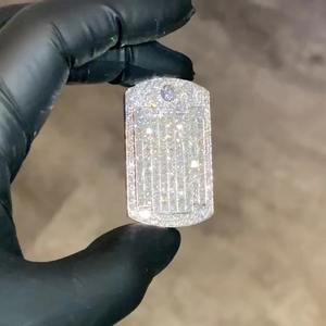 Colgante de Placa de Identificación Personalizada para Hombre, Colgante de Placa de Identificación con Incrustaciones de Diamantes, Colgante Hip Hop, Regalo de Cumpleaños, Moissanita Baguette - Product Image 5