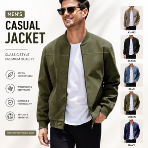 OEM Mens <b>Jacket</b> Stand Collar Zipper Warm Casual Business Sports Coat Spring Autumn Lightweight European American Style <b>Jacket</b> - Product Image 1