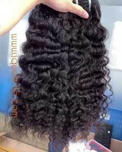 Extensions de cheveux humains bouclés naturels, ondulations profondes, noirs, Remy, cheveux indiens, trame simple, double épaisseur, pointes pleines, pour tissage - Product Image 6