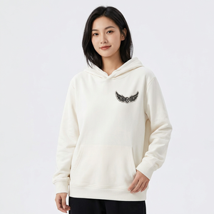 Sudadera con Capucha Blanca para Hombre, Talla Grande, de Algodón French Terry, con Logotipo de Ala Bordado, Estilo Casual para Otoño - Product Image 6