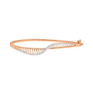 Rose Gold Lab Grown Diamond Wave Design <b>Bangle</b> <b>Bracelet</b> - Product Image 3