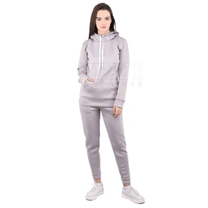 ชุดวอร์มผู้หญิงคุณภาพสูงสำหรับฤดูหนาวแบบ 2 ชิ้น สไตล์ลำลอง มีฮู้ด ระบายอากาศได้ดี ผลิตจากผ้าฝ้ายฟลีซ แฟชั่นใหม่ ผ้าแคนวาสสีพื้น - Product Image 3