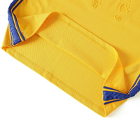 T-shirt SGRHO Premium Or Gaufré à Bordure Bleu Royal Manches Courtes Col Rond Texturé Style Sororité Universitaire Décontracté Mode Sport