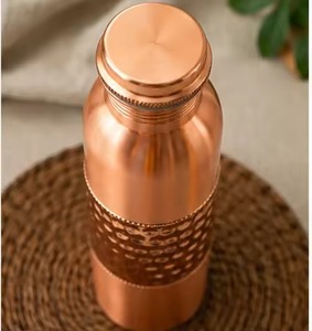 Hammered Copper Water Bottle With Lid Set Traditional Chinese Design Portable <b>Drinkware</b> Home Use - Product Image 5