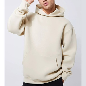 Sudadera con capucha de velour de algodón 100% de 400G de alto gramaje para hombre, con media cremallera, logotipo personalizado, talla grande, bordada, de invierno, con bloques de color y efecto abullonado - Product Image 2