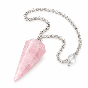 Fournisseur en gros de pendules en quartz rose naturel, pointe de cristal polie, pierre précieuse, outil de méditation spirituelle, personnalisable - Product Image 1