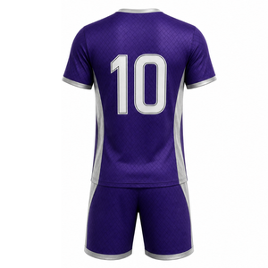 Uniforme de fútbol moderno morado y plateado |   Conjunto de Uniforme de Fútbol Personalizado con Textura de Diamante |   Ropa Deportiva Elegante Sublimada para Equipos - Product Image 2