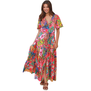 Vestido Maxi Floral para Mujer, Manga Corta, Ligero, Vestido de Verano - Product Image 2