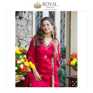 Suministro al por mayor de ropa india: la mejor colección de diseñadores, seda Frendy con bordados y conjunto de Kurti, pantalón y Dupatta de seda Frendy. - Product Image 5