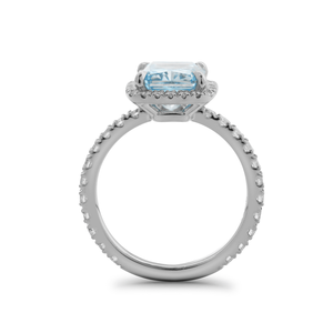2.5ct IGI Certified Lab Grown Diamond Fancy Blue Radiant Cut Halo Engagement Ring for Women Luxury 14K White Gold Plated Ring - Product Image 3