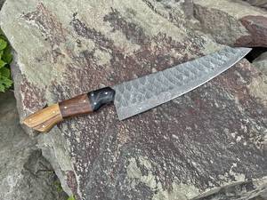Cuchillo de Chef de Acero de Damasco Hecho a Mano SHARP POINT TRADES, Mango de Madera Natural, Grado Industrial, Hoja de Cambio Rápido, Garantía de 3 Años - Product Image 1