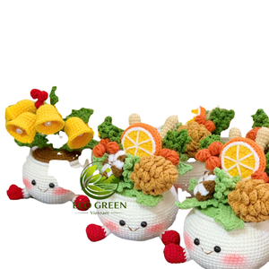 Décoration de pot de Noël en crochet fait main, Bonhomme de neige, Père Noël, Canne à sucre, Centre de table de Noël pour la maison, Vente en gros OEM ODM en vrac - Product Image 4