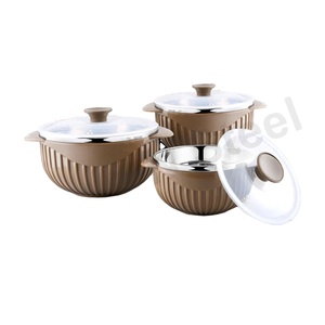 Aura Ensemble de bols de rangement Ensemble de bols à chocolat Prix Ensemble de bols à salade de cuisine en acier inoxydable avec couvercle transparent - Product Image 1