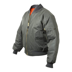 Blouson bomber pour homme, couleur unie, nylon coupe-vent, fermeture éclair, coupe classique, vêtements décontractés d'automne - Product Image 4