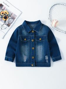 Chaqueta Vaquera Básica para Niños y Niñas, Abrigos Clásicos de Mezclilla, Ropa Exterior Informal para Niños, Atuendo Juvenil de 1 a 6 Años - Product Image 5