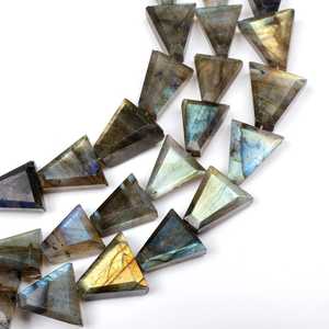 Natural Flashy Labradorite Faceted Triangle Carved Gemstone Beads 12x10mm Labradorite Loose Beads For Jewelry Making Wholesale - Product Image 2