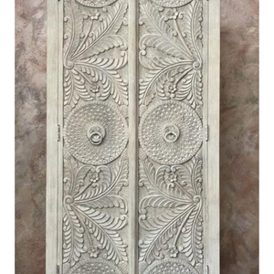 Luxury Handcrafted Solid Wood 2 Door <b>Wardrobe</b> Ornate Botanical Carving Premium Finish Armoire - Product Image 3