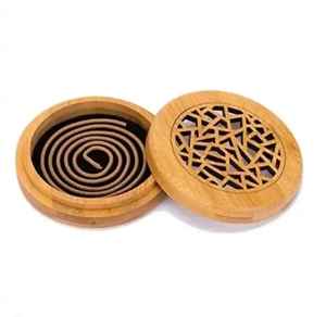 Quemador de Incienso Redondo de Madera, Ecológico y Duradero, Diseño Antiguo, Hecho a Mano en India, para Uso Religioso, Porta Incienso para el Hogar - Product Image 2