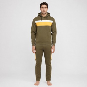 Ensemble de survêtement décontracté d'hiver pour hommes, personnalisé, style streetwear, uni, vintage, délavé, léger, 100 % coton, avec sweat à capuche et pantalon de jogging - Product Image 1