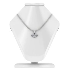 Silver Leaf Outline <b>Necklace</b> Women Crystal Pendant Fashion Jewelry Elegant <b>Statement</b> <b>Necklace</b> Gift Accessory Daily Wear Premium - Product Image 1